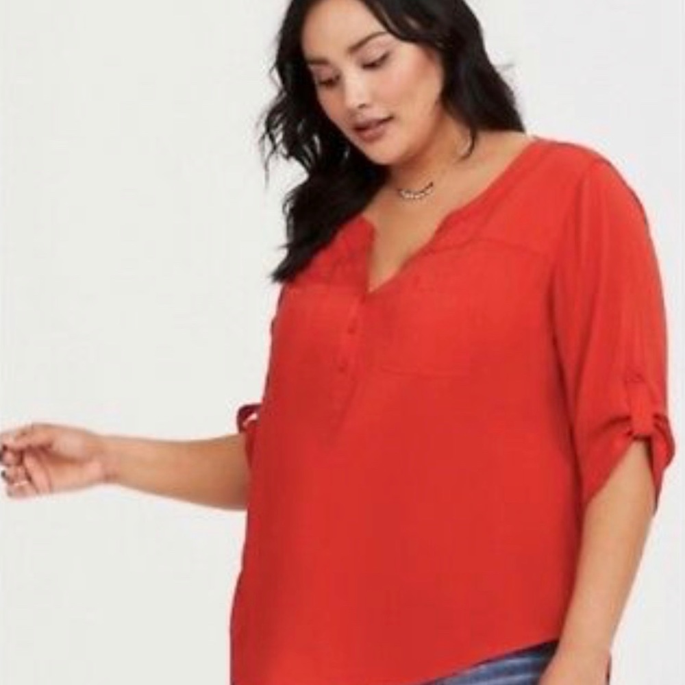 TORRID HARPER RED ORANGE TOP